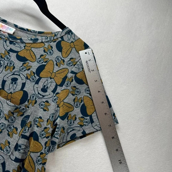 LuLaRoe Dress Size XS Carly Swing Minnie Mouse Short Sleeve Hi Low Stretch Gray - Picture 11 of 11